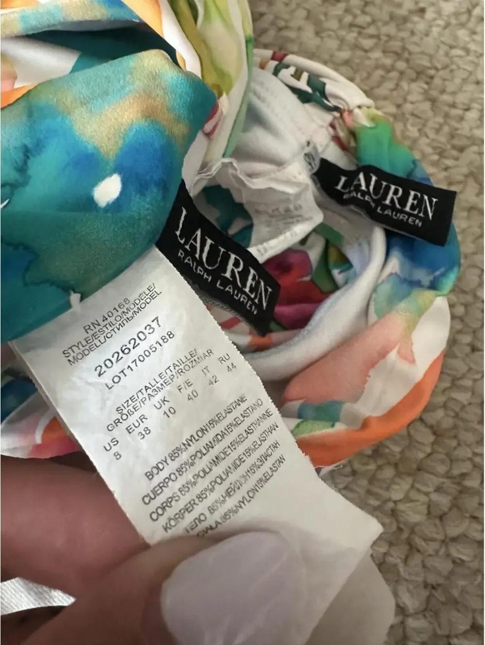 Ralph Lauren multicolored tropical leaf print bikini set